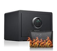 Hunter Good 1.0 Cubic Fingerprint Fireproof Home Safe With Fireproof Document Bag, Digital Security Safe With Removable Shelf Secure Cash, Jewelry and Valuables. (9.8”H X 13.8”W X 11”D)