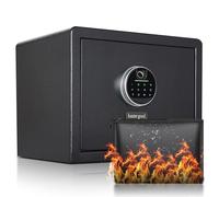 Hunter Good 1.2 Cubic Fingerprint Fireproof Home Safe With Fireproof Document Bag, Digital Security Safe With Removable Shelf Secure Cash, Jewelry and Valuables. (Black, 11.8”H x 15”W x 11.8”D)