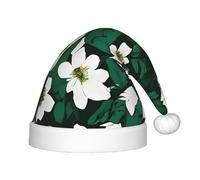 Hunter Green Floral Petals Pattern 1 Pack Christmas Hats Plush Santa Hat For Teenagers Christmas Costume Party And Holiday Event