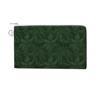 Hunter Green Floral Petals Pattern Canvas Coin Purse, Portable Zippered Change Pouch for Women, Small Wallet for Coins Keys Cards Lipstick