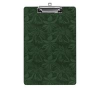 Hunter Green Floral Petals Pattern Clipboard, A4 Acrylic Clipboards with Hanging Hook, Ultra Lightweight & Shatterproof Writing Board for Office, Nurses, 8.5" X 12.5"