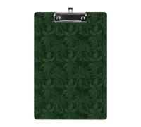 Hunter Green Floral Petals Pattern Clipboard Sturdy Low Profile Clip Clipboards Hanging Hole with Hanging Clipboard Acrylic Clip Board Holds 100 Sheets12.5x8.5In