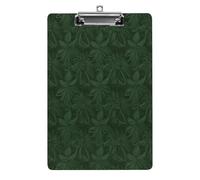 Hunter Green Floral Petals Pattern Clipboard Sturdy Low Profile Clip Clipboards Hanging Hole with Hanging Clipboard Acrylic Clip Board Holds 100 Sheets12.5x8.5In
