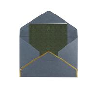 Hunter Green Floral Petals Pattern Elegant Pearlized Gold-Edged Greeting Card-Blank Interior,Single-Sided Print, All-Occasion Foldable Note Card With Envelope