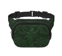 Hunter Green Floral Petals Pattern Fanny Pack For Women Waterproof Adjustable Belt Bags Waist Pack Fashion Casual Crossbody Bags Bum Bag For Running Workout Hiking Traveling, Black, One Size
