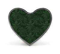 Hunter Green Floral Petals Pattern Heart Pin, 1 Inch Metal Love Lapel Pins - Lightweight, Smooth Edges, Versatile Badge Brooch for Jackets, Shirts, Bags, Gifts for Friends, Family
