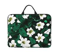 Hunter Green Floral Petals Pattern Print 14in Laptop Case Sleeve Lightweight Waterproof Notebook Cover Computer Bag Accessory