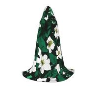 Hunter Green Floral Petals Pattern Print Adults Unisex Hooded Cloak Variety Robe For Halloween Cosplay Christmas Carnival, Black, S