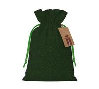 Hunter Green Floral Petals Pattern Print Christmas Bag Drawstring Sack For Presents Xmas Seasonal Decor Gift Party Supplies