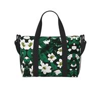 Hunter Green Floral Petals Pattern print Gym Bag for Women, Weekender Overnight Bag,Personal Item Bag, shoulder Bag for Women Men, Black, One Size