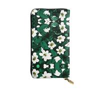 Hunter Green Floral Petals Pattern Print Leather Long Clutch Wallet – Fashionable Personalized Wallet, Multiple Card Slots, Gift Ready, Black, One Size