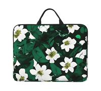 Hunter Green Floral Petals Pattern Print Lightweight Laptop Case Sleeve Protective Bag For Office Business Daily Commutes
