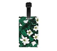 Hunter Green Floral Petals Pattern Print Luggage Tags with Name Id Card, Suitcases Tag for Bag Baggage Travel Accessories