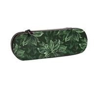 Hunter Green Floral Petals Pattern Print Pencil Case, Leather Pencil Case with Zipper Cute Aesthetic Pouch Portable Large Capacity Stationery Organizer & Cosmetic Bag for School College Office Travel