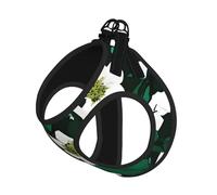 Hunter Green Floral Petals Pattern Print Pet Leash Vest Reflective Adjustable Soft Mesh Vest Breathable For Daily Walks