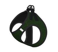 Hunter Green Floral Petals Pattern Print Pet Leash Vest Soft Adjustable Step in Puppy Vest Outdoor Walking with Leash