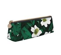 Hunter Green Floral Petals Pattern Print PVC Coin Purse Money Bag Makeup Case Pencil Pouch Zipper stationery case Women Men, White, One Size, Simple, White, One Size, Simple