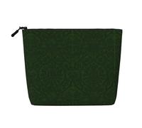 Hunter Green Floral Petals Pattern Print Single layer Fake Hemp Makeup Bag Zipper Toiletry Bag Zipper Accessories for Women, Black, One Size, Black, One Size
