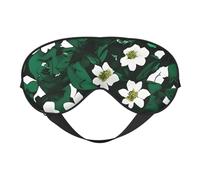Hunter Green Floral Petals Pattern Print Soft Eye Mask with Adjustable Strap Sleep Shade Cover for Airplane Travel Nap