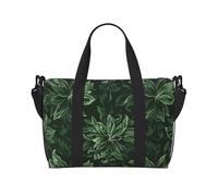 Hunter Green Floral Petals Pattern Print Travel Duffel Bag, Lightweight Water-Resistant Weekender Spacious Gym & Travel Bag for Men, Women & Teens