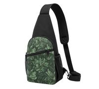 Hunter Green Floral Petals Pattern Printed Chest Bag Sling Bag for Men Women, Outdoor Crossbody Fanny Packs Hiking Chest Packs Sport Daypacks