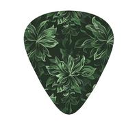 Hunter Green Floral Petals Pattern Printed Guitar Picks 12-Piece Set - Comfortable, Versatile Plectrum for All Guitar Styles & Players