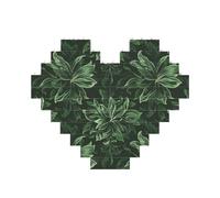 Hunter Green Floral Petals Pattern Printed Jigsaw Puzzle 10.8x12.8 CM, Heart-Shaped Puzzle Challenging Game for Adults Gifts, Family Fun Decorative Wall Decor
