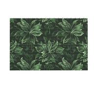 Hunter Green Floral Petals Pattern Printed Jigsaw Puzzle 14.4x9.8 CM, Rectangular Puzzle Challenging Game for Adults Gifts, Family Fun Decorative Wall Decor