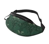 Hunter Green Floral Petals Pattern Printed Personalized Waist Bag, Lightweight and Versatile Crossbody Bag for Everyday and Outdoor Adventures