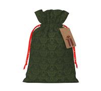 Hunter Green Floral Petals Pattern Printing 4.7x6.9 In Christmas Bag With Drawstring,Ideal For Adults To Wrap Gifts For Christmas Halloween