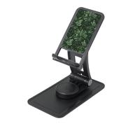 Hunter Green Floral Petals Pattern Prints Rotating Cell Phone Stand with 360° Swivel Base - Foldable Square Desk Phone Holder for iPhone 16 15 14 13 12 11,All Phones,Black
