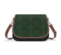 Hunter Green Floral Petals Pattern Shoulder Bag for Women Small Crossbody Bag PU Leather Underarm Handbag with Adjustable Strap Cute Hobo Purses for Daily Commute Travel