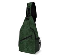 Hunter Green Floral Petals Pattern Sling Bag Small Crossbody Bags with Adjustable Strap Durable Chest Bag for Hiking Travel