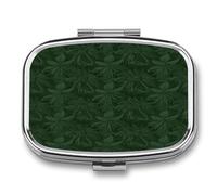 Hunter Green Floral Petals Pattern Square Pill Box Portable Daily Medicine Organizer Small Travel Pill Case Storage Container Waterproof Dustproof Daily Vitamin Medication Organizer Case for Travel H