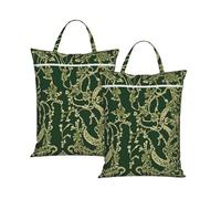 Hunter Green Floral Petals Pattern Travel Laundry Bag with All-Over Print,Water-Resistant Twill Fabric,Smooth Zipper, Top Carry Handle,Hanging Loop,Large 58x46cm