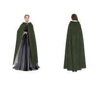 (Hunter Green Floral Petals Pattern) Unisex Hooded Cloak Cape Robe Cosplay Halloween Christmas Fancy Dress Costumes For Adults