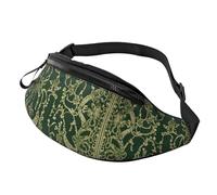 Hunter Green Floral Petals Pattern Unisex Sport Casual Crossbody Sling Bag, Lightweight Adjustable Chest Pack with Headphone Jack, Durable Polyester Fabric (All-Over Print)