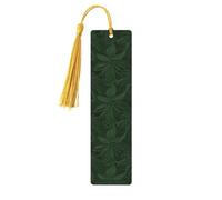 Hunter Green Floral Petals Pattern Wooden Bookmark 5pcs for Book Lovers,DIY Wood Craft Bookmarks with Colorful Tassels Wooden Gift Tags Labels OrnamentsUnusual Gift for Men Women
