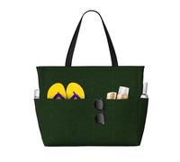 Hunter Green Flower Leaf Print Beach Bag for Women Large Travel Bag Weekender Pool Black One Size