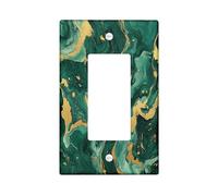 Hunter Green Marble Decorative Switch Cover 1 Gang Single Rocker, Abstract Modern Wall Plate Cover, Standard Size, Luxury Simple Electrical Faceplate for Bedroom Living Room Decor