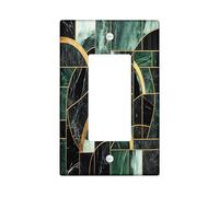 Hunter Green Marble Switch Cover Wall Plate 1 Gang Single Rocker, Abstract Modern Electrical Faceplate for Bedroom Bathroom Decor, Luxury Simple Standard Size Switchplate