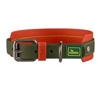 Hunter Havana Dog Collar Colour: Green/Orange, Textured Fabric with Plastic Coating, Wide, Comfortable, Durable, Tear-Resistant, Weather-Resistant, Easy Care, Gunmetal Look, Size: 55