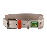 Hunter Havana Dog Collar, Colour: Greige, Textured Fabric with Plastic Coating, Wide, Comfortable, Durable, Tear-Resistant, Weather-Resistant, Easy Care, Gunmetal Look, Size: 45