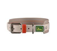 Hunter Havana Dog Collar, Colour: Greige, Textured Fabric with Plastic Coating, Wide, Comfortable, Durable, Tear-Resistant, Weather-Resistant, Easy Care, Gunmetal Look, Size: 65