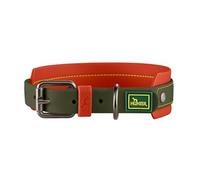 Hunter Havana Dog Collar Green/Orange Structured Fabric with Plastic Coating Wide Comfortable Durable Tear-Resistant Weather-Resistant Easy Care Gunmetal Look Size 50