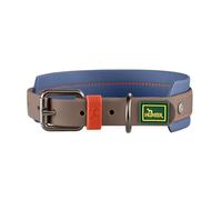 Hunter Havana MINI Dog Collar in Taupe/Smoke Blue Plastic Coating Wide Comfortable Durable Tear Resistant Weather-Resistant Easy Care Gunmetal Look Size 35