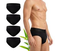 Hunter&Hawks 4 pack Viscose Bamboo Boxers Mens Briefs Black | S-6XL | Soft and Breathable Men's Underwear Briefs | Moisture-wicking properties which provide freshness and relaxation