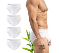 Hunter&Hawks 4 pack Viscose Bamboo Boxers Mens Briefs White | S-6XL | Soft and Breathable Men's Underwear Briefs | Moisture-wicking properties which provide freshness and relaxation