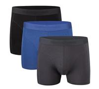 Hunter&Hawks Men's 3 Pack Bamboo Boxers, S-6XL, Soft Antibacterial and Breathable Underwear, Mens Cool Dry Boxer Shorts, Anti Chafing Trunks, Black, Blue, Grey, Multicolour, Multipack