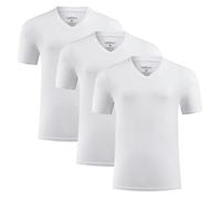 Hunter&Hawks Men's 3 Pack Viscose Bamboo T-Shirt, M-6XL, Soft and Breathable Tee, Mens Cool Dry Under Shirt, White Multi-Pack T-Shirts